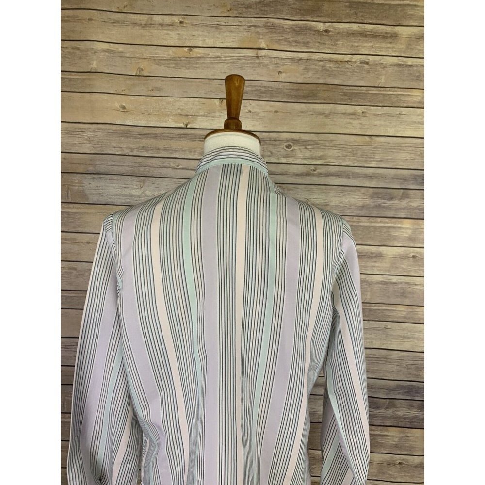 Cheryl Tiegs Womens 14 Vintage Blouse Striped Button Front Long Sleeve Boho - Picture 6 of 9